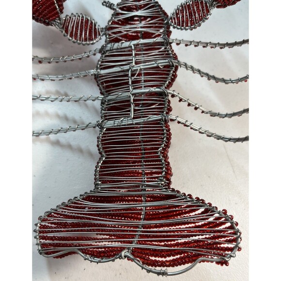 10” 15” W Antenna Handmade wired red glass beads beaded decor lobster figure - Picture 14 of 16